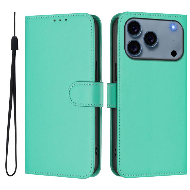 Étui de téléphone en cuir couleur unie effet peau avec cordon, Pour iPhone 17e / 16e, Pour iPhone 17 Pro Max