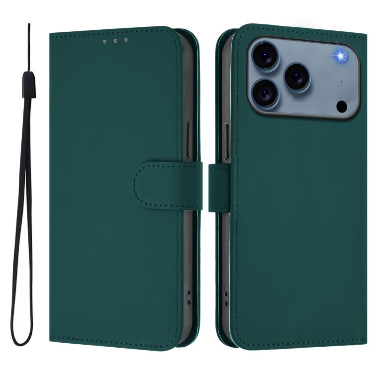 Étui de téléphone en cuir couleur unie effet peau avec cordon, Pour iPhone 17e / 16e, Pour iPhone 17 Pro Max