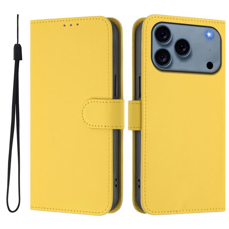 Étui de téléphone en cuir couleur unie effet peau avec cordon, Pour iPhone 17e / 16e, Pour iPhone 17 Pro Max
