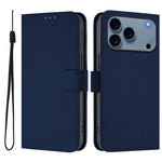 Étui de téléphone en cuir couleur unie effet peau avec cordon, Pour iPhone 17e / 16e, Pour iPhone 17 Pro Max
