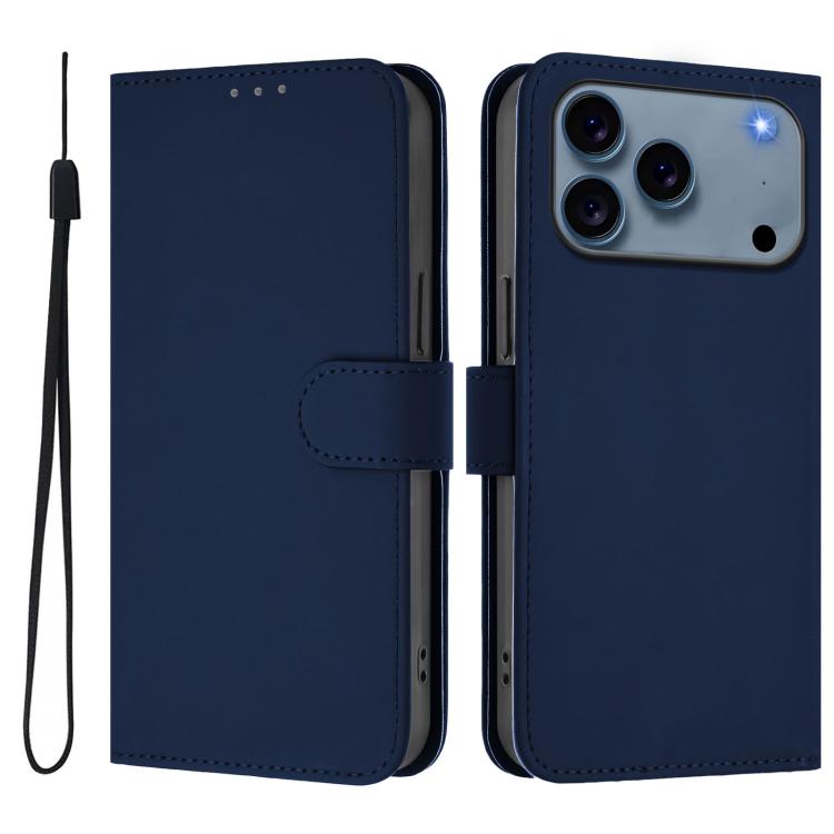 Étui de téléphone en cuir couleur unie effet peau avec cordon, Pour iPhone 17e / 16e, Pour iPhone 17 Pro Max