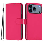 Étui de téléphone en cuir couleur unie effet peau avec cordon, Pour iPhone 17e / 16e, Pour iPhone 17 Pro Max