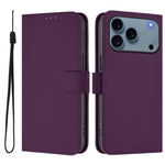 Étui de téléphone en cuir couleur unie effet peau avec cordon, Pour iPhone 17e / 16e, Pour iPhone 17 Pro Max