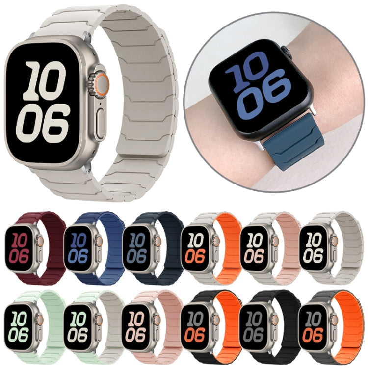 Bracelet de montre magnétique en silicone, pour Apple Watch 46mm / 49mm / 45mm / 44mm, pour Apple Watch 42mm / 41mm / 40mm / 38mm