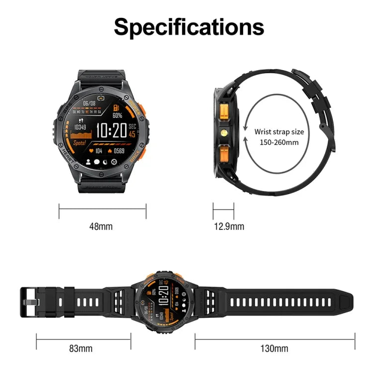 Montre connectée GPS sport LEMFO K67 avec écran AMOLED de 1,43 pouce, appels Bluetooth et suivi de la santé