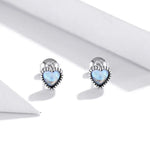 Boucles d'Oreilles Simples Cœur de Verre en Argent Sterling S925