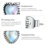 Boucles d'Oreilles Simples Cœur de Verre en Argent Sterling S925