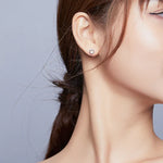 Boucles d'Oreilles Simples Cœur de Verre en Argent Sterling S925
