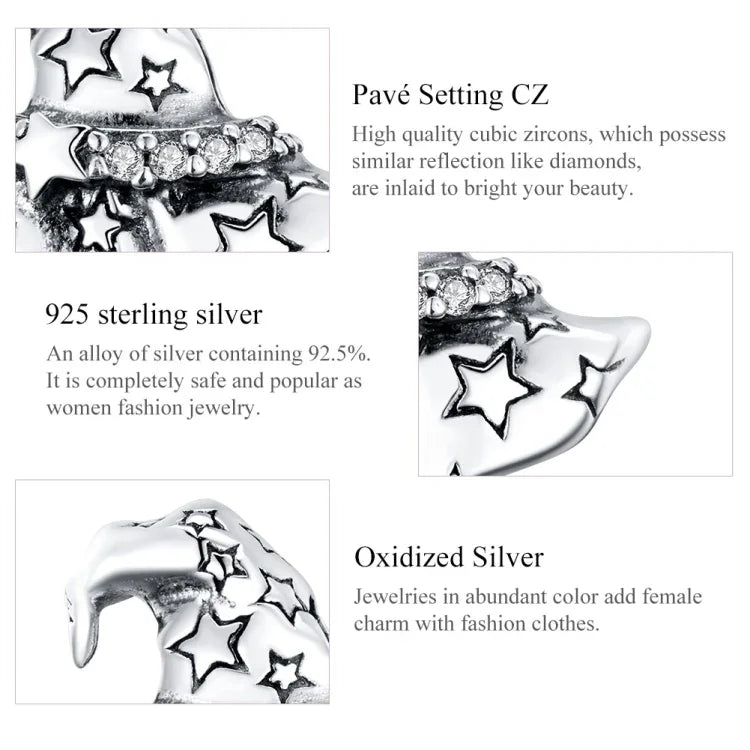 Perles Chapeau de Sorcière en Argent Sterling S925 Accessoires DIY pour Bracelet Collier, SCC1261