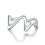 Bague Femme Courbe Ondulée Simple en Argent Sterling S925