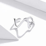 Bague Femme Courbe Ondulée Simple en Argent Sterling S925