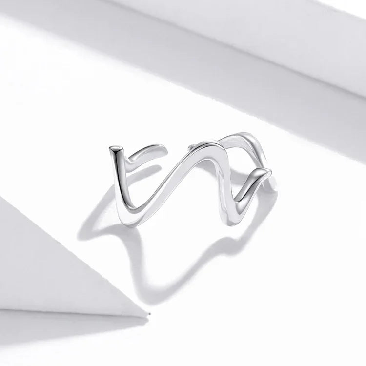 Bague Femme Courbe Ondulée Simple en Argent Sterling S925