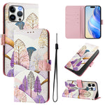 Art Colored Drawing Pattern Leather Phone Case, For iPhone 13 Pro