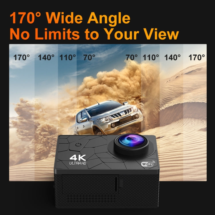Caméra d'action I5-361 écran IPS HD 2,0 pouces grand angle 4K WiFi, I5-361 avec télécommande, I5-361 sans télécommande