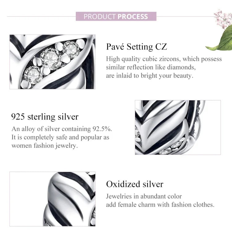 Accessoires de bracelet et collier DIY en argent sterling S925, perles de blé et zircon, SCC1614