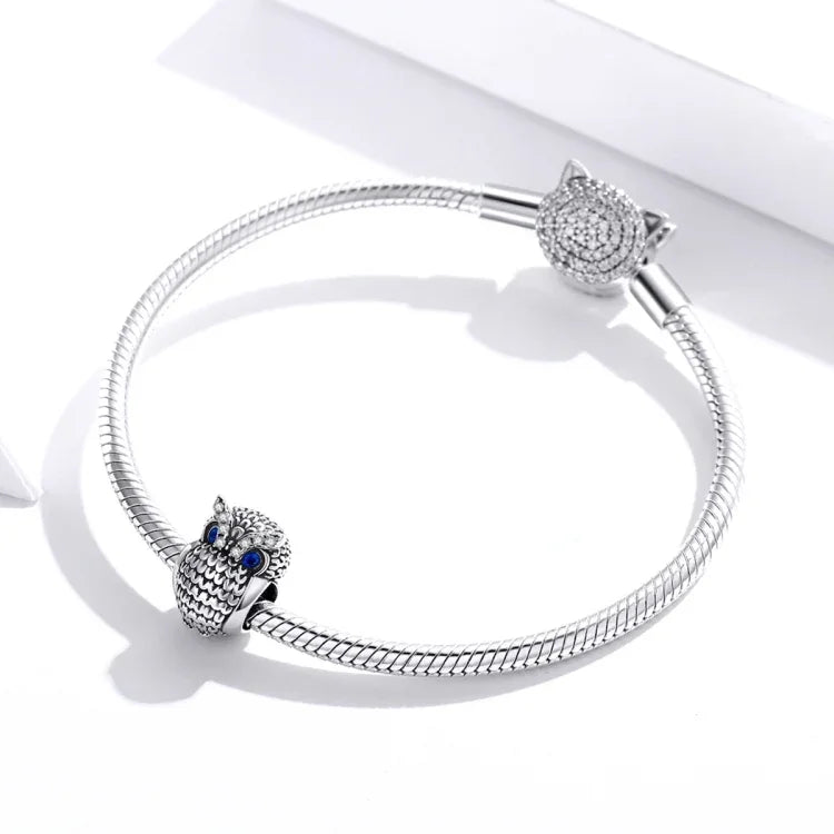 Perles Hibou en Argent Sterling S925 Accessoires DIY pour Bracelet Collier, SCC1607