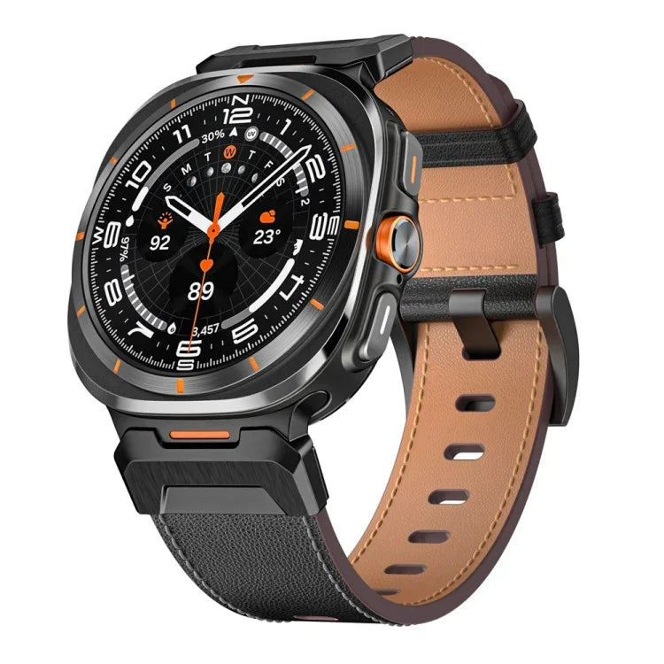 Bracelet de montre en cuir style Mecha, pour Samsung Galaxy Watch Ultra 47mm / Ultra 2025
