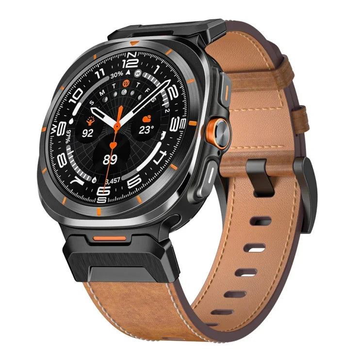 Bracelet de montre en cuir style Mecha, pour Samsung Galaxy Watch Ultra 47mm / Ultra 2025