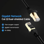 Câble réseau Gigabit Cat 8 double blindé, 1 m, 2 m, 3 m, 5 m, 8 m, 10 m, 15 m, 20 m, 30 m