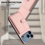 Étui de téléphone antivol RFID avec pochette pour cartes à bouton, Pour iPhone 17 Pro Max, Pour iPhone 17 Pro, Pour iPhone 17, Pour iPhone Air, Pour iPhone 16 Pro Max, Pour iPhone 16 Pro, Pour iPhone 16 Plus, Pour iPhone 16