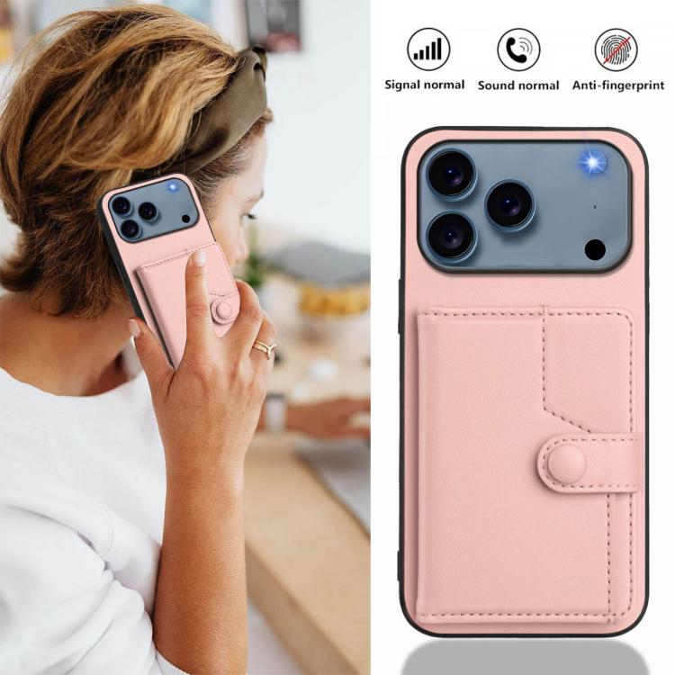 Étui de téléphone antivol RFID avec pochette pour cartes à bouton, Pour iPhone 17 Pro Max, Pour iPhone 17 Pro, Pour iPhone 17, Pour iPhone Air, Pour iPhone 16 Pro Max, Pour iPhone 16 Pro, Pour iPhone 16 Plus, Pour iPhone 16