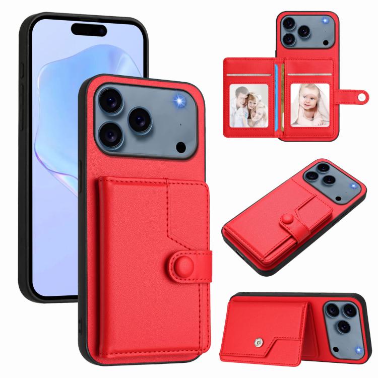 Étui de téléphone antivol RFID avec pochette pour cartes à bouton, Pour iPhone 17 Pro Max, Pour iPhone 17 Pro, Pour iPhone 17, Pour iPhone Air, Pour iPhone 16 Pro Max, Pour iPhone 16 Pro, Pour iPhone 16 Plus, Pour iPhone 16
