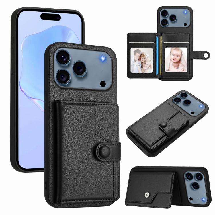 Étui de téléphone antivol RFID avec pochette pour cartes à bouton, Pour iPhone 17 Pro Max, Pour iPhone 17 Pro, Pour iPhone 17, Pour iPhone Air, Pour iPhone 16 Pro Max, Pour iPhone 16 Pro, Pour iPhone 16 Plus, Pour iPhone 16
