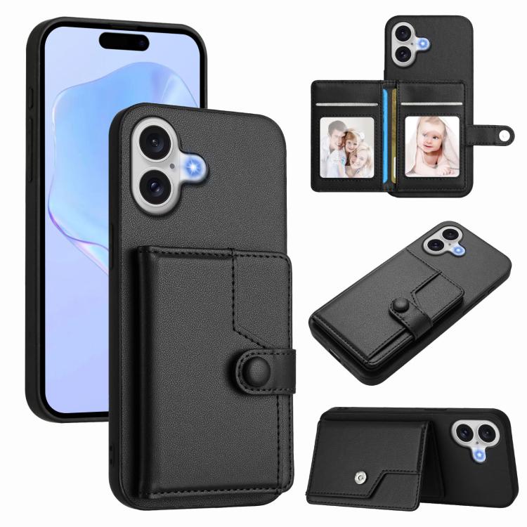 Étui de téléphone antivol RFID avec pochette pour cartes à bouton, Pour iPhone 17 Pro Max, Pour iPhone 17 Pro, Pour iPhone 17, Pour iPhone Air, Pour iPhone 16 Pro Max, Pour iPhone 16 Pro, Pour iPhone 16 Plus, Pour iPhone 16