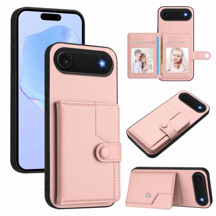 Étui de téléphone antivol RFID avec pochette pour cartes à bouton, Pour iPhone 17 Pro Max, Pour iPhone 17 Pro, Pour iPhone 17, Pour iPhone Air, Pour iPhone 16 Pro Max, Pour iPhone 16 Pro, Pour iPhone 16 Plus, Pour iPhone 16