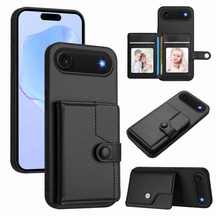 Étui de téléphone antivol RFID avec pochette pour cartes à bouton, Pour iPhone 17 Pro Max, Pour iPhone 17 Pro, Pour iPhone 17, Pour iPhone Air, Pour iPhone 16 Pro Max, Pour iPhone 16 Pro, Pour iPhone 16 Plus, Pour iPhone 16