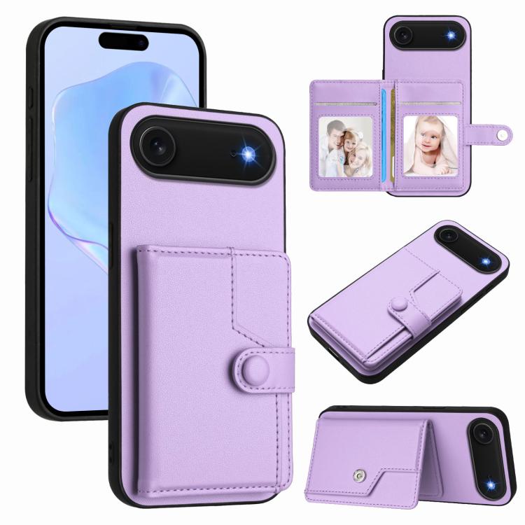 Étui de téléphone antivol RFID avec pochette pour cartes à bouton, Pour iPhone 17 Pro Max, Pour iPhone 17 Pro, Pour iPhone 17, Pour iPhone Air, Pour iPhone 16 Pro Max, Pour iPhone 16 Pro, Pour iPhone 16 Plus, Pour iPhone 16