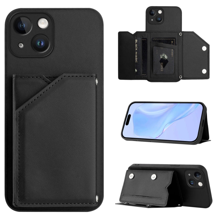 Étui de téléphone à quatre fentes pour cartes avec dragonne, toucher doux, pour iPhone 7 / 8 / SE 2020 2022, pour iPhone 13 Pro Max, pour iPhone 13 Pro, pour iPhone 13, pour iPhone 13 mini, pour iPhone 12, pour iPhone 12 Pro Max, pour iPhone 12 Pro
