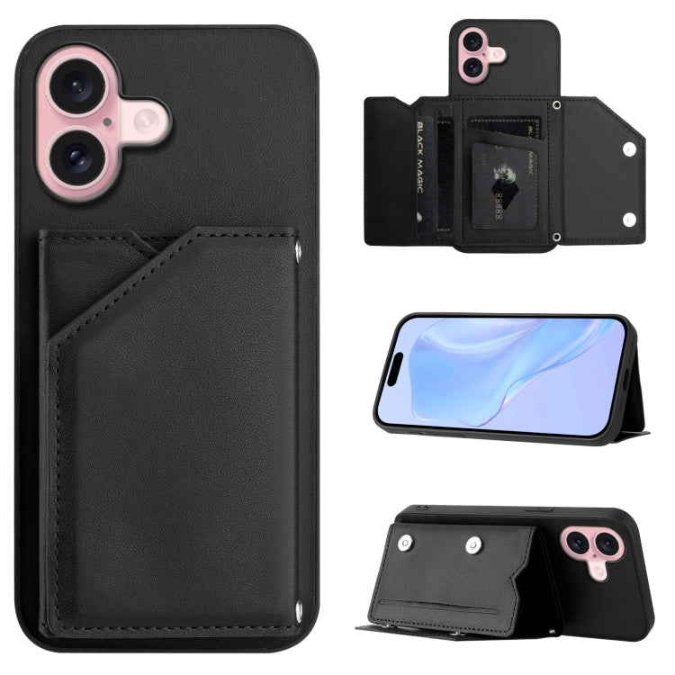 Étui de téléphone à quatre emplacements pour cartes avec dragonne, toucher agréable, pour iPhone 17 Pro Max, pour iPhone 17 Pro, pour iPhone 17, pour iPhone Air, pour iPhone 16 Pro Max, pour iPhone 16 Pro, pour iPhone 16 Plus, pour iPhone 16
