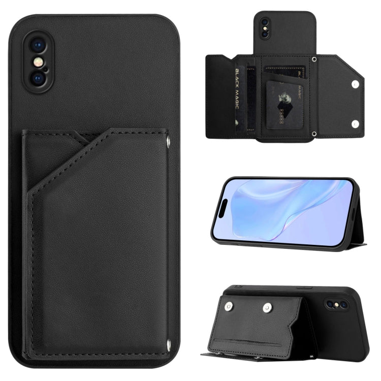 Étui de téléphone à quatre emplacements pour cartes avec dragonne, toucher agréable, pour iPhone 12 mini, pour iPhone 11 Pro Max, pour iPhone 11, pour iPhone 11 Pro, pour iPhone X / XS, pour iPhone XR, pour iPhone XS Max, pour iPhone 7 Plus / 8 Plus