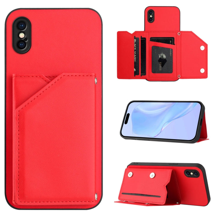 Étui de téléphone à quatre emplacements pour cartes avec dragonne, toucher agréable, pour iPhone 12 mini, pour iPhone 11 Pro Max, pour iPhone 11, pour iPhone 11 Pro, pour iPhone X / XS, pour iPhone XR, pour iPhone XS Max, pour iPhone 7 Plus / 8 Plus