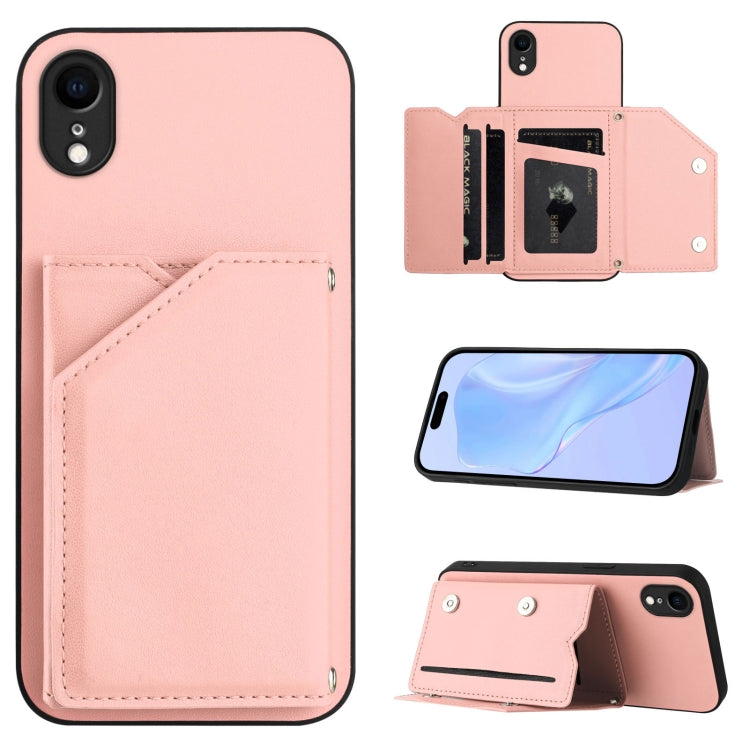 Étui de téléphone à quatre emplacements pour cartes avec dragonne, toucher agréable, pour iPhone 12 mini, pour iPhone 11 Pro Max, pour iPhone 11, pour iPhone 11 Pro, pour iPhone X / XS, pour iPhone XR, pour iPhone XS Max, pour iPhone 7 Plus / 8 Plus