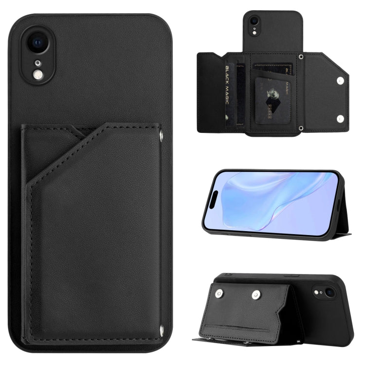 Étui de téléphone à quatre emplacements pour cartes avec dragonne, toucher agréable, pour iPhone 12 mini, pour iPhone 11 Pro Max, pour iPhone 11, pour iPhone 11 Pro, pour iPhone X / XS, pour iPhone XR, pour iPhone XS Max, pour iPhone 7 Plus / 8 Plus