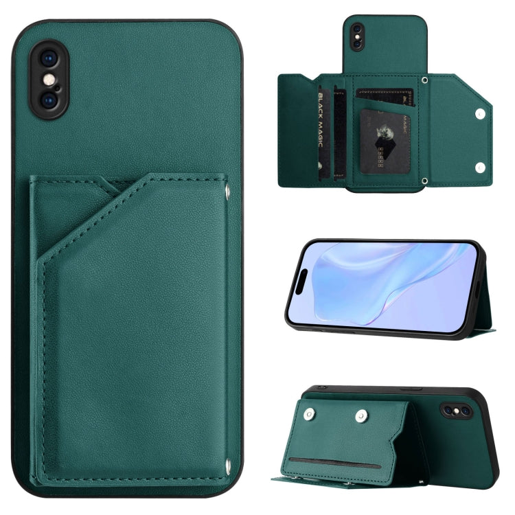 Étui de téléphone à quatre emplacements pour cartes avec dragonne, toucher agréable, pour iPhone 12 mini, pour iPhone 11 Pro Max, pour iPhone 11, pour iPhone 11 Pro, pour iPhone X / XS, pour iPhone XR, pour iPhone XS Max, pour iPhone 7 Plus / 8 Plus