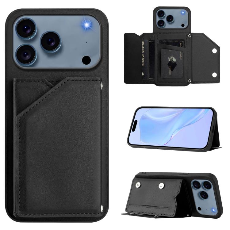 Étui de téléphone à quatre emplacements pour cartes avec dragonne, toucher agréable, pour iPhone 17 Pro Max, pour iPhone 17 Pro, pour iPhone 17, pour iPhone Air, pour iPhone 16 Pro Max, pour iPhone 16 Pro, pour iPhone 16 Plus, pour iPhone 16