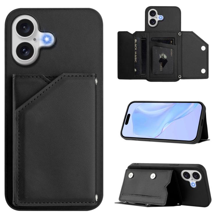 Étui de téléphone à quatre emplacements pour cartes avec dragonne, toucher agréable, pour iPhone 17 Pro Max, pour iPhone 17 Pro, pour iPhone 17, pour iPhone Air, pour iPhone 16 Pro Max, pour iPhone 16 Pro, pour iPhone 16 Plus, pour iPhone 16