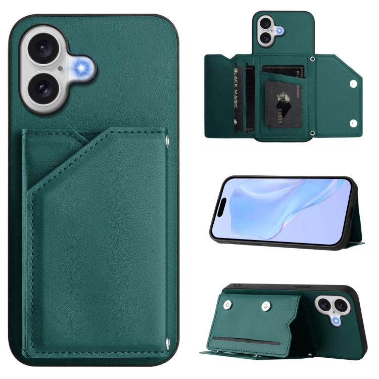 Étui de téléphone à quatre emplacements pour cartes avec dragonne, toucher agréable, pour iPhone 17 Pro Max, pour iPhone 17 Pro, pour iPhone 17, pour iPhone Air, pour iPhone 16 Pro Max, pour iPhone 16 Pro, pour iPhone 16 Plus, pour iPhone 16
