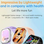 Montre connectée KT73S à écran carré de 1,85 pouce avec appels Bluetooth, suivi de la fréquence cardiaque, de la pression artérielle, de l'oxygène sanguin, de la santé féminine et du sommeil.