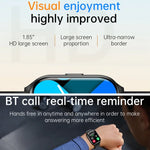 Montre connectée KT73S à écran carré de 1,85 pouce avec appels Bluetooth, suivi de la fréquence cardiaque, de la pression artérielle, de l'oxygène sanguin, de la santé féminine et du sommeil.