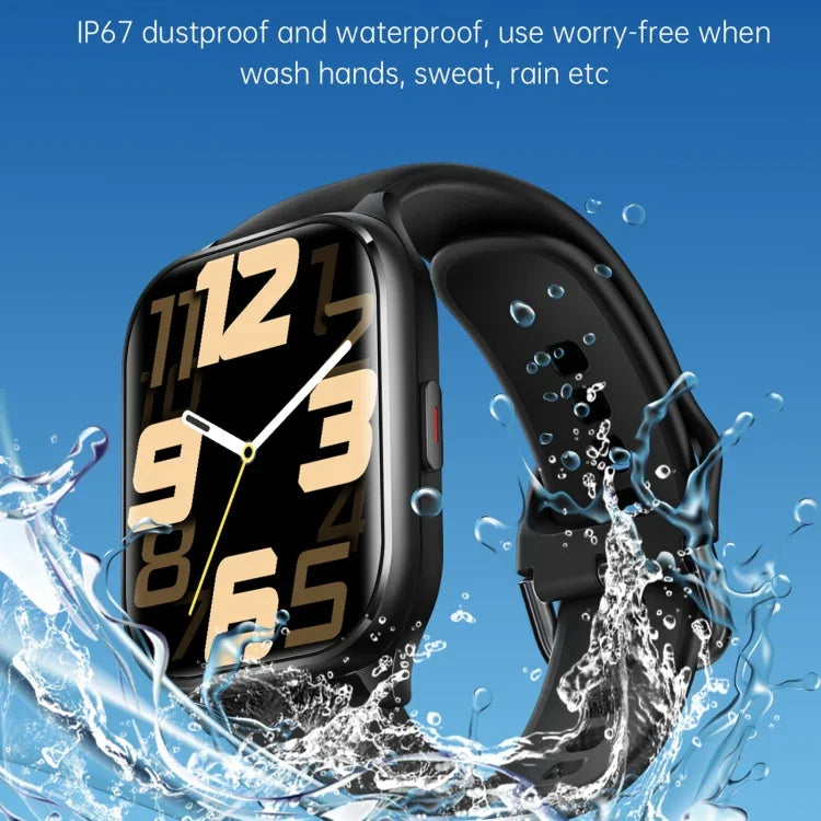 Montre connectée KT73S à écran carré de 1,85 pouce avec appels Bluetooth, suivi de la fréquence cardiaque, de la pression artérielle, de l'oxygène sanguin, de la santé féminine et du sommeil.