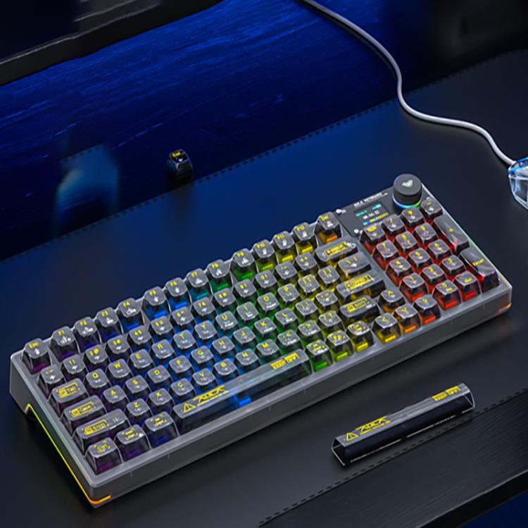 Clavier Mécanique RGB AULA F98Pro V3 99 Touches Filaire/2.4G/Bluetooth Trois Modes, Axe Cristal de Glace
