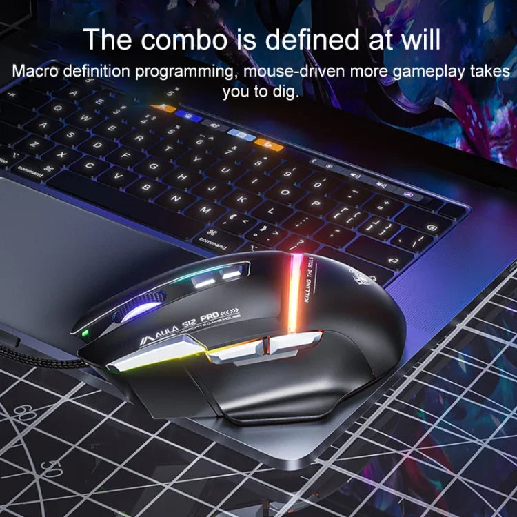 Souris de Jeu Filaire RGB AULA S12 Pro 12800DPI
