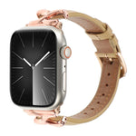 Bracelet de montre en cuir véritable avec boucle en forme de X, compatible avec les Apple Watch 46 mm / 49 mm / 45 mm / 44 mm et 42 mm / 41 mm / 40 mm / 38 mm.