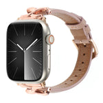 Bracelet de montre en cuir véritable avec boucle en forme de X, compatible avec les Apple Watch 46 mm / 49 mm / 45 mm / 44 mm et 42 mm / 41 mm / 40 mm / 38 mm.