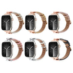 Bracelet de montre en cuir véritable avec boucle en forme de X, compatible avec les Apple Watch 46 mm / 49 mm / 45 mm / 44 mm et 42 mm / 41 mm / 40 mm / 38 mm.