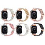 Bracelet de montre en cuir véritable avec boucle en forme de X, compatible avec les Apple Watch 46 mm / 49 mm / 45 mm / 44 mm et 42 mm / 41 mm / 40 mm / 38 mm.